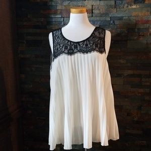 Black White Flowy White Top